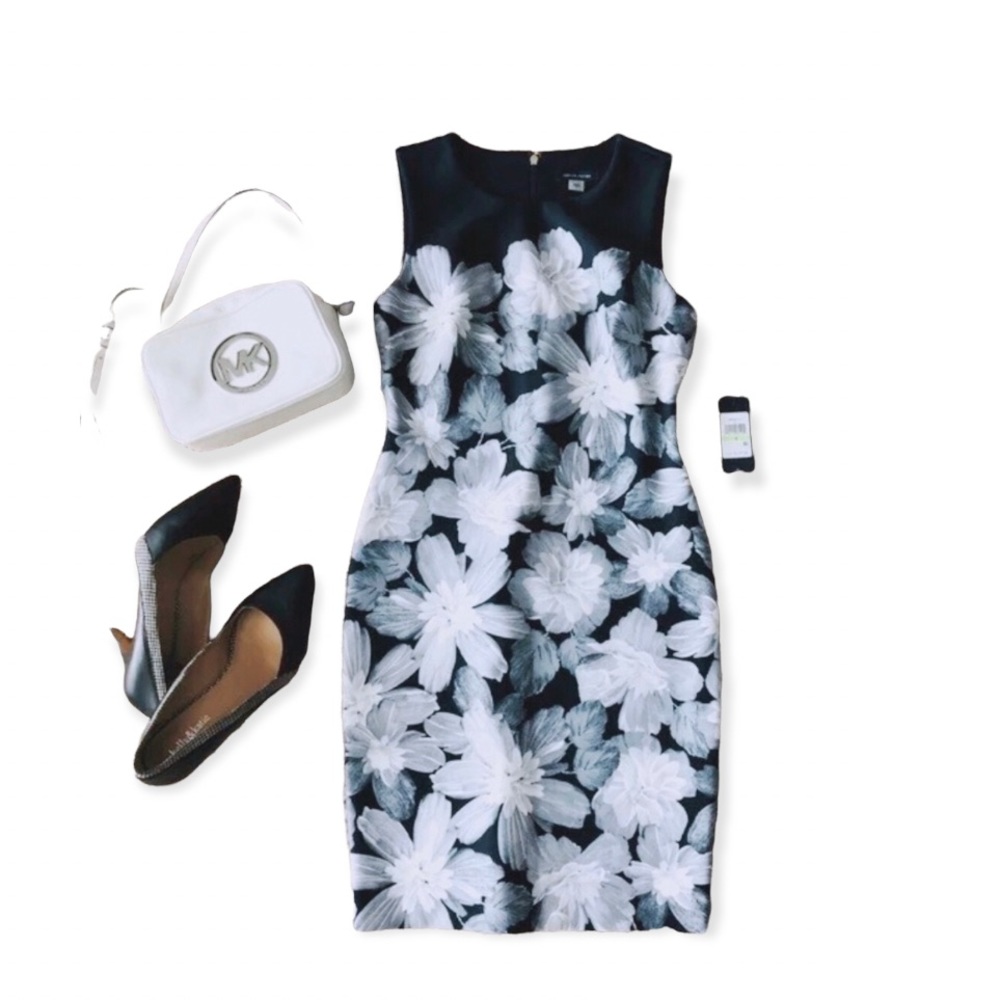 Tommy Hilfiger Sheath Floral Dress, Navy/ White, Size 10 New w/Tag